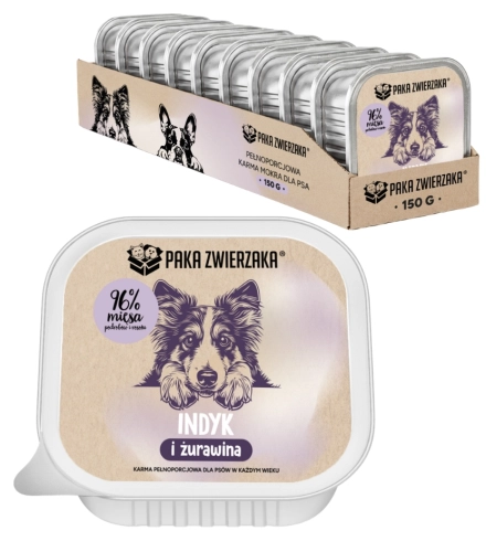 Paka Zwierzaka indyk z żurawiną monoproteinowa karma mokra dla psa 10x 150 g