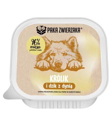 Paka Zwierzaka królik i dzik z dynią tacka karma mokra dla psa 150 g