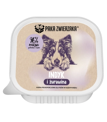 Paka Zwierzaka indyk z żurawiną monoproteinowa karma mokra dla psa 150 g