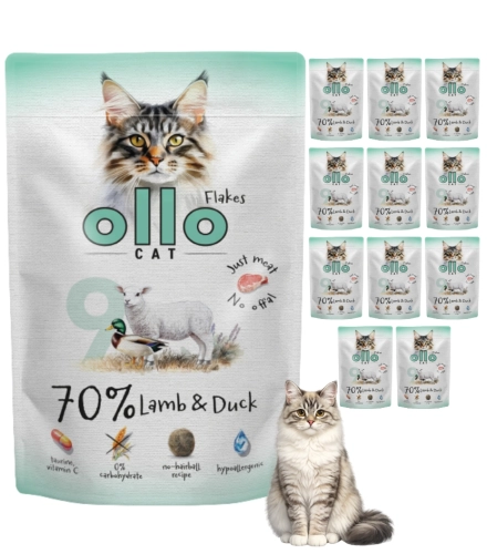 Ollo Cat nr 9 jagnięcina kaczka karma mokra dla kota odkłaczanie 12x 85g