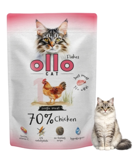 Ollo Cat nr 1 kurczak monobiałkowa karma mokra dla kota bez zbóż FOS 85 g