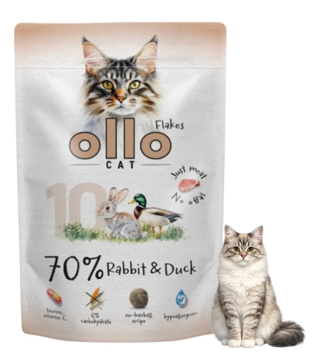 Ollo Cat nr 10 królik kaczka karma mokra dla kota bez zbóż FOS tauryna 85 g