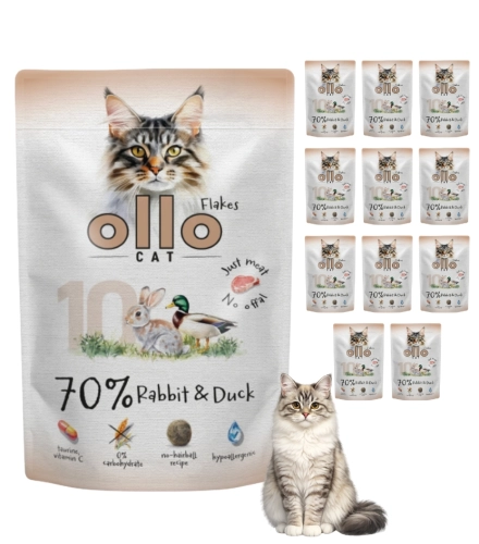 Ollo Cat nr 10 królik kaczka karma mokra dla kota bez zbóż FOS 12x 85 g