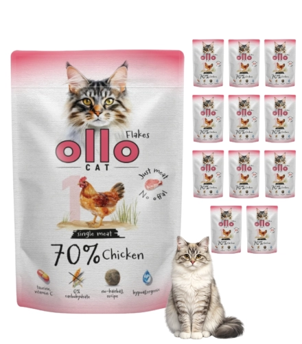 Ollo Cat nr 1 kurczak monobiałkowa karma mokra dla kota bez zbóż 12x 85 g