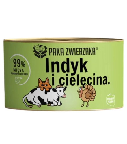 Paka Zwierzaka indyk cielęcina karma mokra dla kota bez zbóż tauryna 200 g