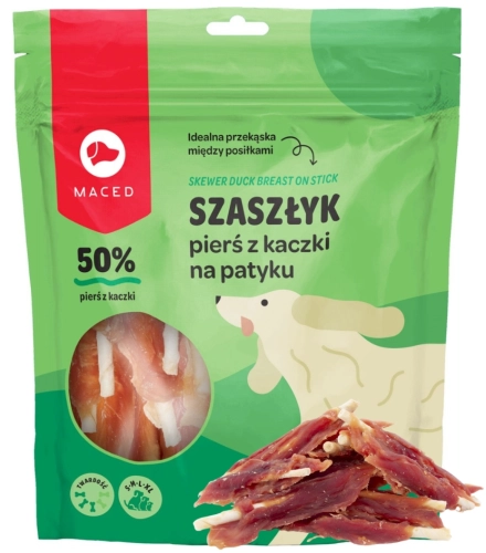 Maced szaszłyk z piersi kaczki na patyku przysmak gryzak dla psa 500 g