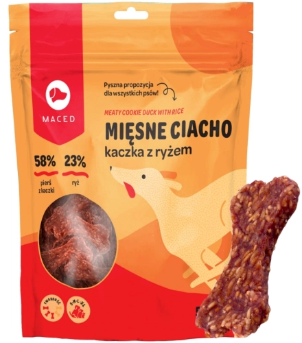 Maced Mięsne Ciacho kaczka ryż przysmak treningowy do żucia dla psa 9cm 500g