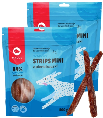 Maced strips mini pierś z kaczki przysmak treningowy paski dla psa 2x 500 g