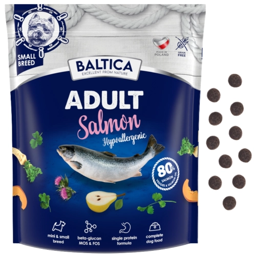 Baltica Excellent Adult Salmon łosoś hipoalergiczna karma dla psa XS/S 1 kg