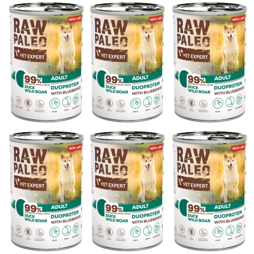 Raw Paleo Duck&Boar Adult dla psów duoproteina kaczka z dzikiem 6 x 400g