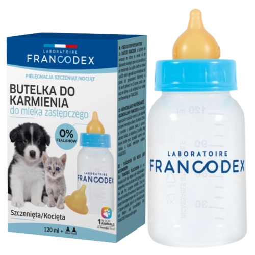 Francodex butelka do karmienia mlekiem szczeniąt i kociąt 2 smoczki 120 ml