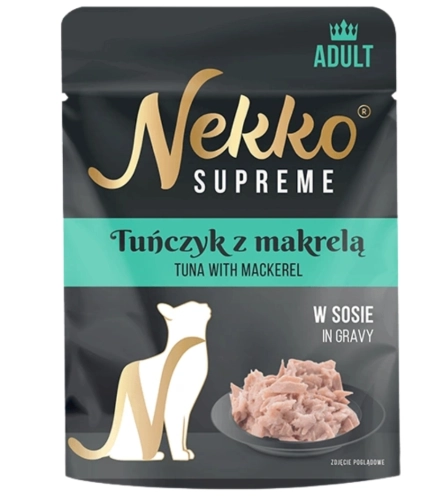 Nekko Supreme Adult tuńczyk z makrelą karma mokra w sosie dla kota 70 g