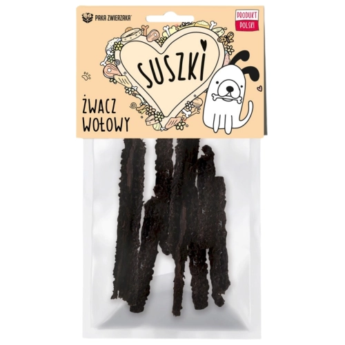 Paka Zwierzaka Suszki żwacz wołowy suszony naturalny przysmak dla psa 100g