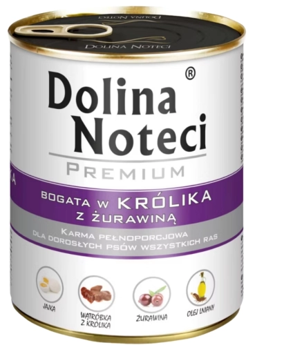 Dolina Noteci Premium królik z żurawiną mokra karma dla psa z psyllium 800g