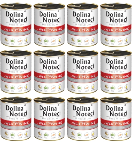Dolina Noteci Premium Wołowina mokra karma dla dorosłego psa puszka 12x 800g