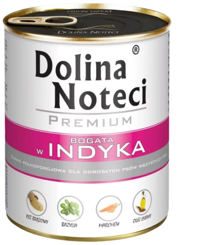 Dolina Noteci Premium indyk mokra karma dla psa dorosłego z ryżem 800g