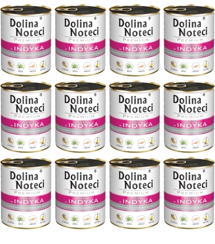 Dolina Noteci Premium indyk mokra karma dla psa dorosłego z ryżem 12x 800g