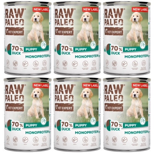 VetExpert Raw Paleo Puppy Monoprotein Kaczka dla szczeniąt 6x 400g