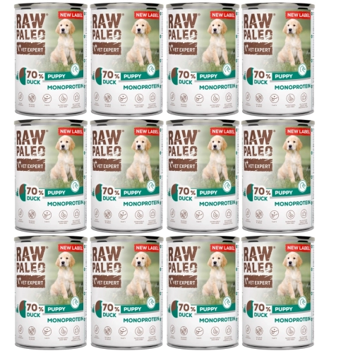 VetExpert Raw Paleo Puppy Monoprotein Kaczka dla szczeniąt 12x 400g