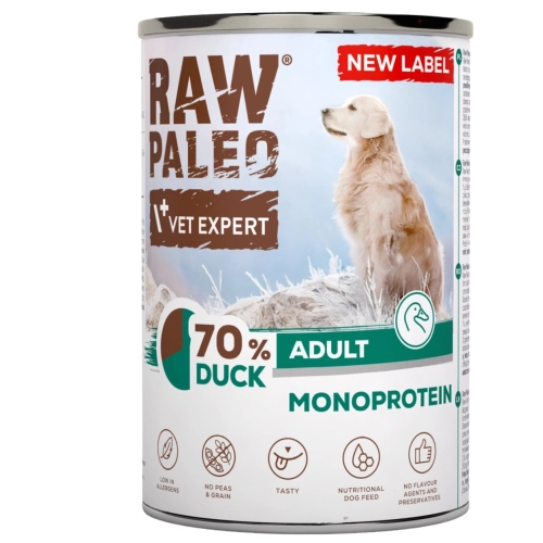 VetExpert Raw Paleo Adult Monoprotein kaczka mokra karma dla psa 400 g