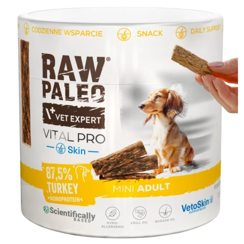 Vet Expert Raw Paleo Vital Pro Skin&Coat Indyk Mini funkcjonalny przysmak dla psa 100g