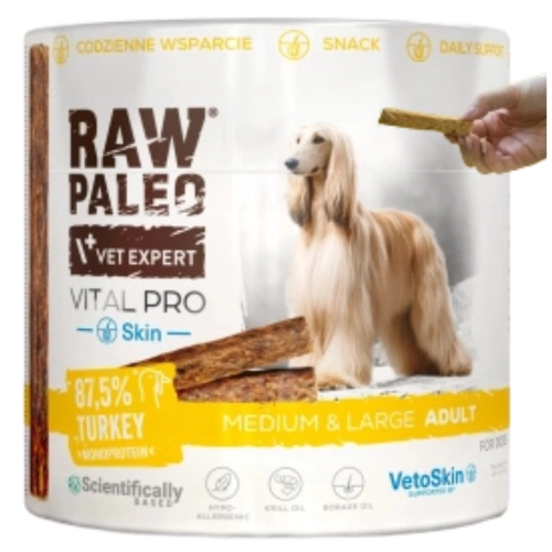 Vet Expert Raw Paleo Vital Pro Skin&Coat Indyk funkcjonalny przysmak M/L dla psa 100g