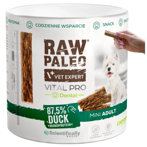 Raw Paleo Vital Pro Dental kaczka mini przysmak dla małego psa na zęby 100g
