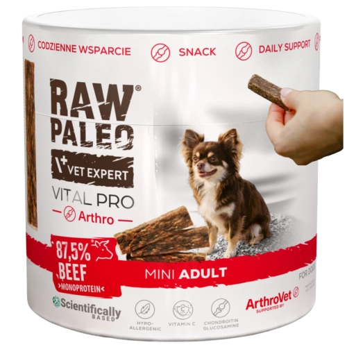 Raw Paleo Vital Pro Arthro wołowina mini baton na stawy dla małego psa 100g