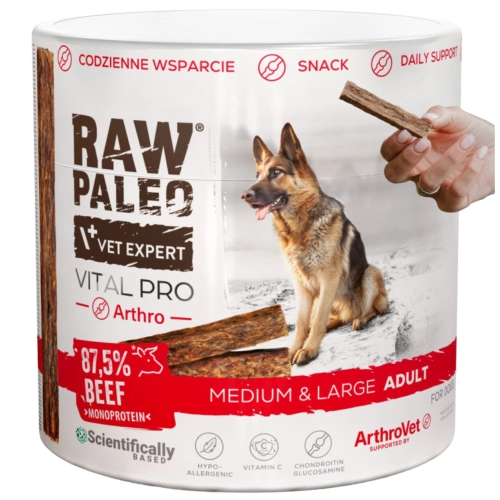 Raw Paleo Vital Pro Arthro wołowina M/L mięsny baton na stawy dla psa 100 g