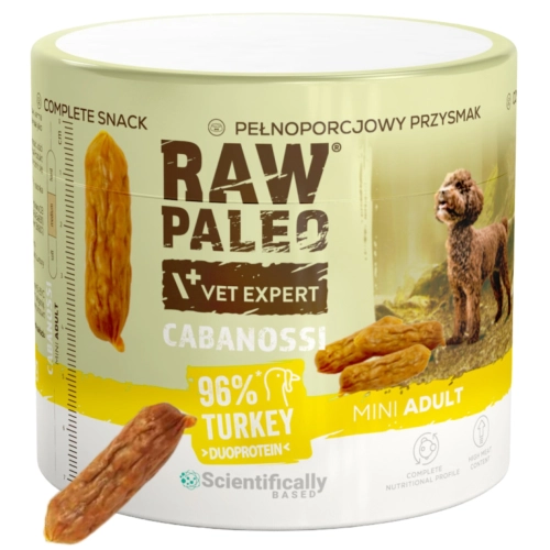 Raw Paleo Cabanossi indyk Mini kiełbaski treningowe dla małego psa 100 g