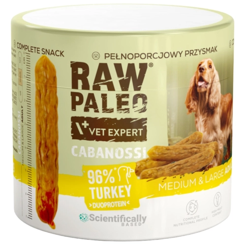 Raw Paleo Cabanossi indyk M/L kiełbaski dla średniego i dużego psa 100 g