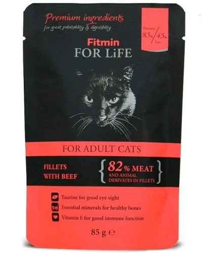 Fitmin Cat For Life Fileciki z wołowiną sos 85g