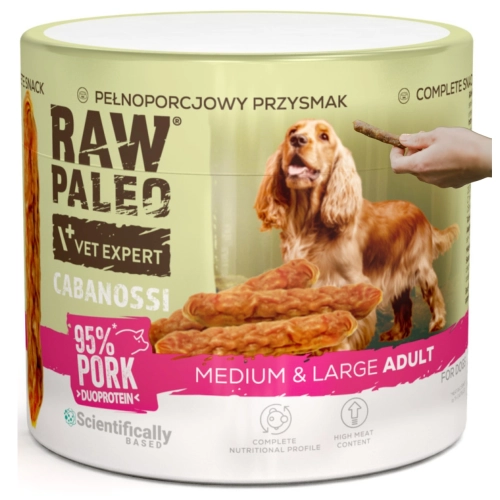 Raw Paleo Cabanossi wieprzowina M/L kiełbaski mięsny przysmak dla psa 100 g