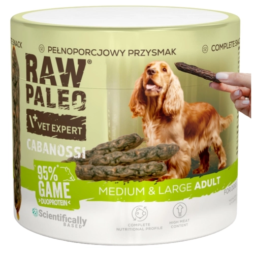 Raw Paleo Cabanossi dziczyzna M/L kiełbaski mięsny przysmak dla psa 100 g