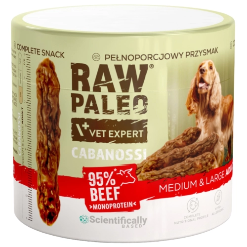 Raw Paleo Cabanossi wołowina M/L kiełbaski dla średniego i dużego psa 100 g