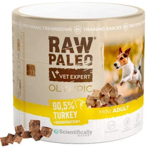 Raw Paleo Olympic indyk Mini przysmaki treningowe dla małego psa stawy 90 g