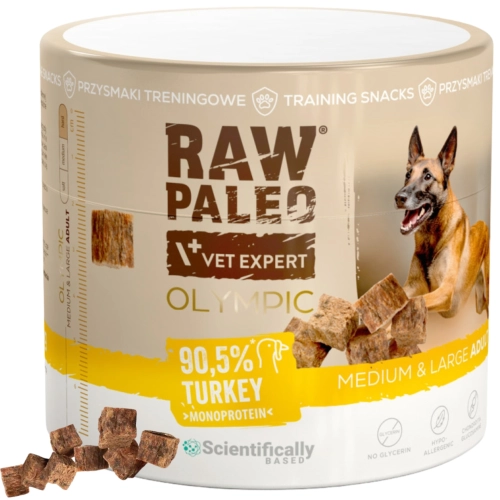 Raw Paleo Olympic indyk M/L przysmak treningowy dla dużego psa stawy 90 g