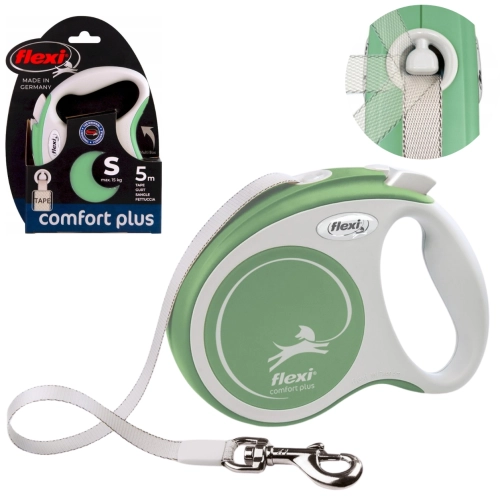Flexi Comfort Plus S smycz automatyczna taśmowa jasnozielona 5 m do 15 kg