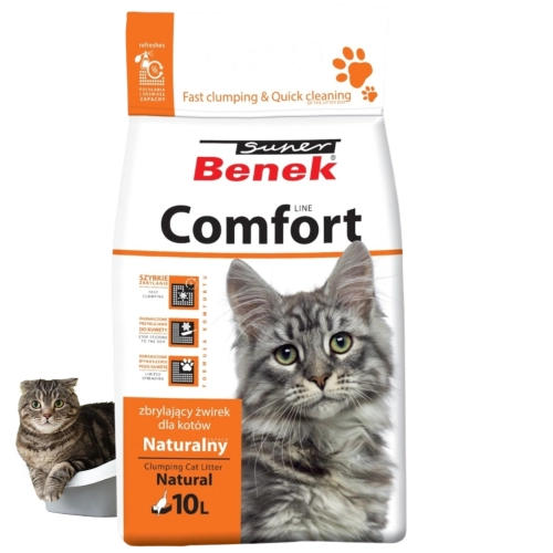 Super Benek Comfort Naturalny żwirek bentonitowy zbrylający dla kota 10 L