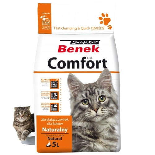 Super Benek Comfort Naturalny żwirek bentonitowy zbrylający dla kota 5 L