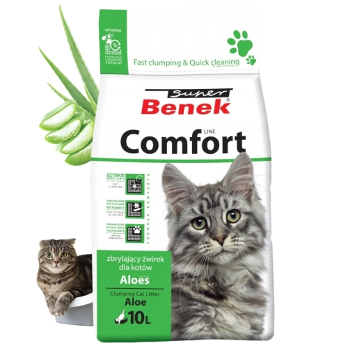 Super Benek Comfort Aloesowy żwirek bentonitowy zbrylający do kuwety 10 L