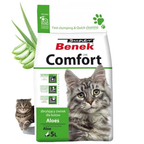 Super Benek Comfort Aloesowy żwirek bentonitowy zbrylający do kuwety 5 L