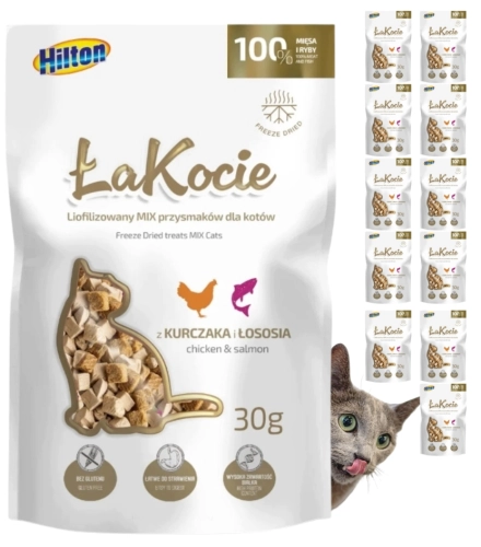 Hilton ŁaKocie kurczak łosoś liofilizowany przysmak dla kota 12x 30g