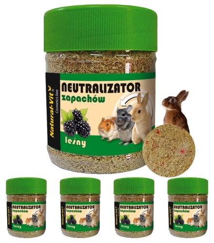 Natural-Vit neutralizator zapachów leśny do klatki i kuwety gryzoni 5x 250g
