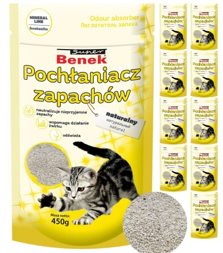 Super Benek Pochłaniacz Naturalny neutralizator zapachów do kuwety 10x 450g