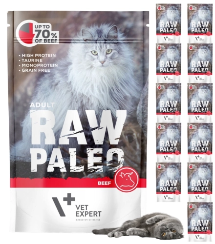 Raw Paleo Adult wołowina monoproteinowa mokra karma dla dorosłego kota 12x 100g