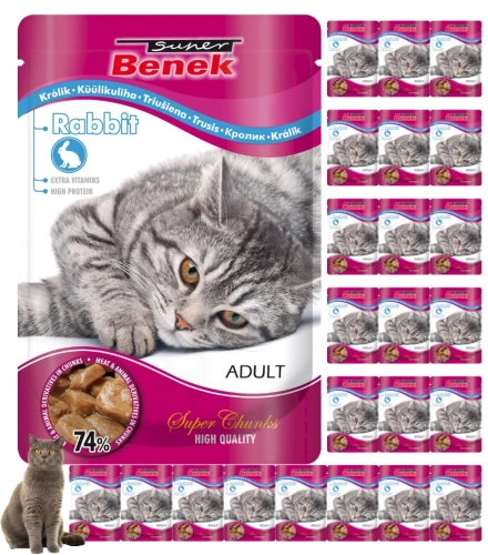 Super Benek Adult królik kąski w sosie mokra karma dla kota 24x 100g