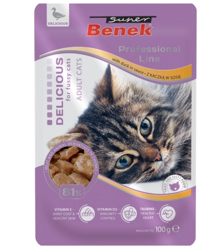 Super Benek Professional kaczka kąski w sosie mokra karma dla kota 100g