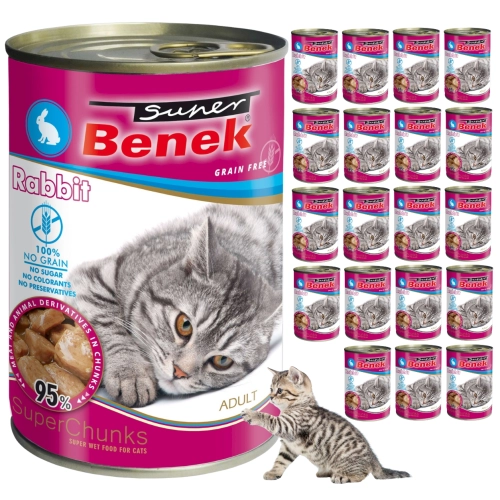 Super Benek Adult królik kąski w sosie bezzbożowa karma dla kota 20x 415g