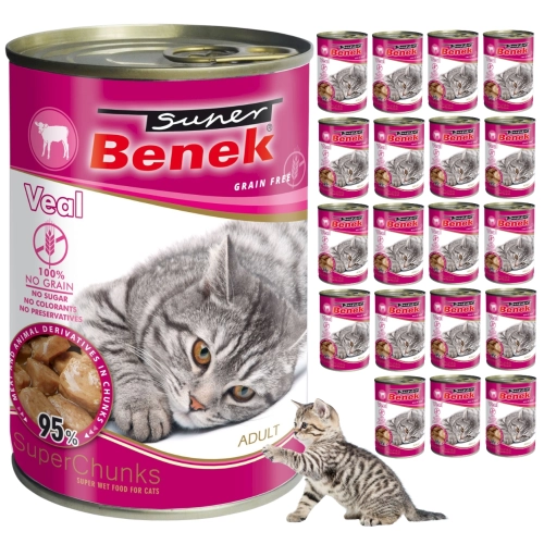 Super Benek Adult cielęcina w sosie bezzbożowa mokra karma dla kota 20x 415 g